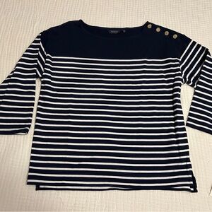 Vineyard Vines Jamestown Navy and White Striped Long Sleeve Top NWT